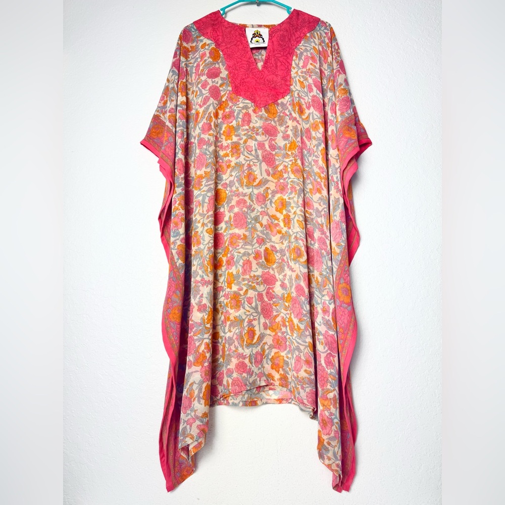 Carla Christoph Houston Womens Flora Kaftan One Size OSFA Muticolor Pastels